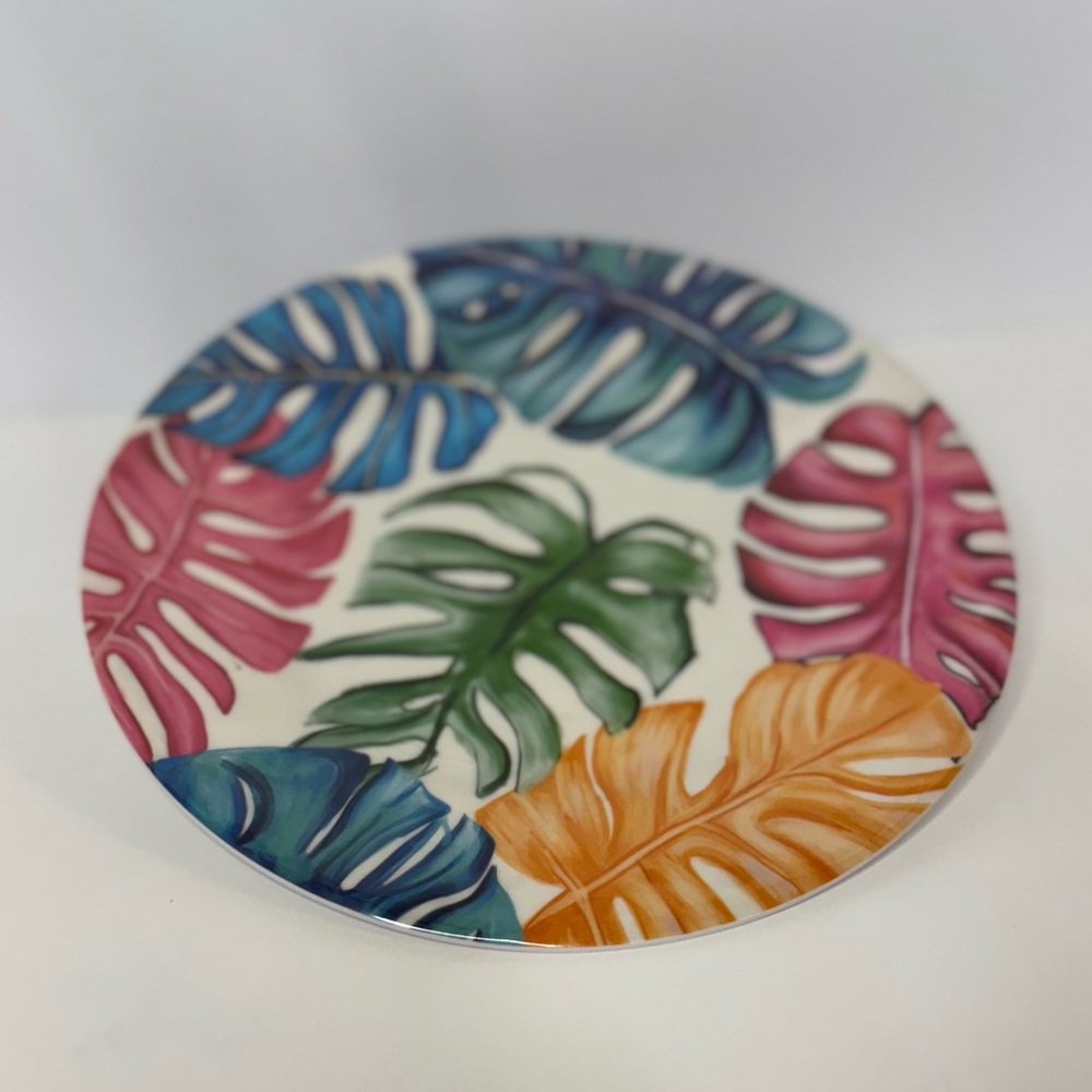 Tropical 8 piece set Melamine Leaf Patterned Dinner Plates & Bowls NWT - Picture 14 of 14